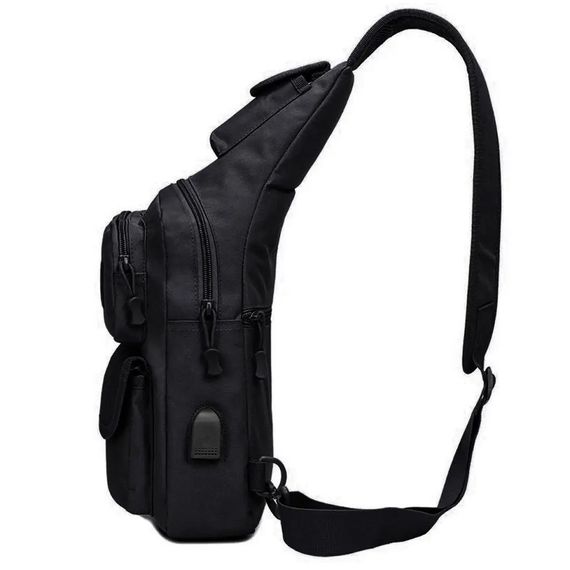 Мужская тактическая сумка, большая укрепленная сумка-слинг через плечо черная | Зображення 5