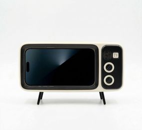 Bluetooth динамик «Retro TV» - Подставка для телефона с колонкой, Beige (Б/В)