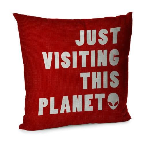 Подушка диванная с бархата Just visiting this planet 45x45 см (45BP_UNI011)