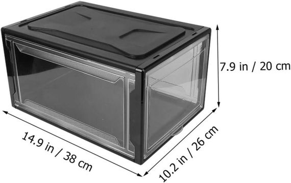 Коробка для взуття прозора пластикова складна велика, набір органайзерів 3 шт бокс чорний для зберігання кросівок | Зображення 7