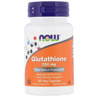 Аминокислота Now Foods Глутатион, Glutathione, 250 мг, 60 вегетарианских капсул (NOW-00096)