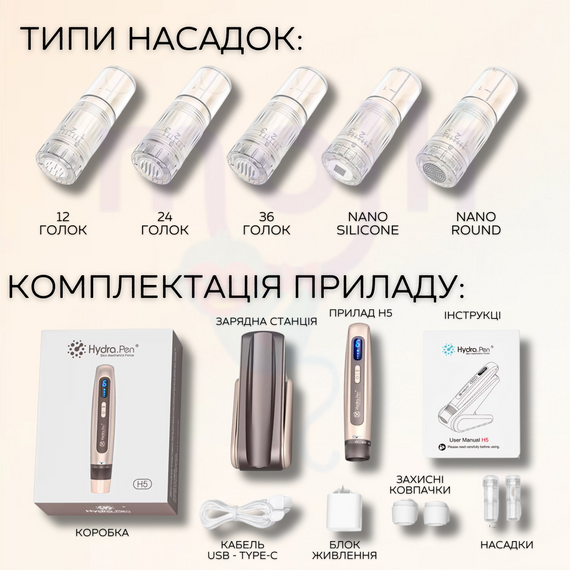 Бездротовий Автономний Дермапен Hydra Pen Електричний Мезороллер з Подачою Сироватки та Функцією EMS Для Обличчя і Тіла H5 | Зображення 7