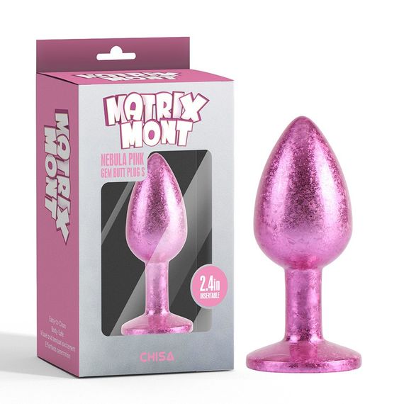 Анальна пробка рожева поталь CHISA MATRIX MONT з рожевим каменем, розмір S sexstyle