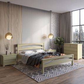 Полуторне дерев&#039;яне ліжко Mebigrand Чикаго Сіті Оливковий (RAL1020) 120х200 см (MBG-9885)