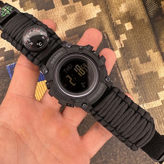 Чоловічий годинник Skmei 1356BK Black Tactic Compass | Зображення 1