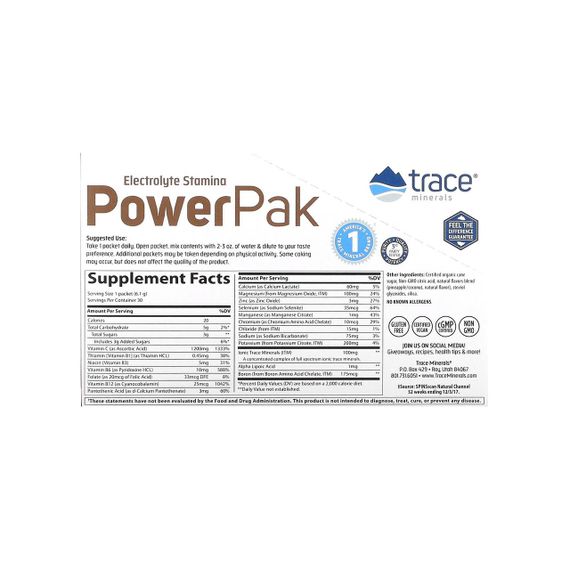 Електроліти, Electrolyte Stamina Power Pak, Trace Minerals Research, ананас та кокос, 30 пакетів по 6.1 г кожен | Зображення 2