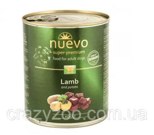 Вологий корм для собак Nuevo з ягням та картоплею 800 г 95011