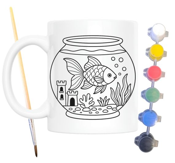 Набор для творчества кружка раскраска Золотая рыбка 330 мл белая (КР0159) | Зображення 1