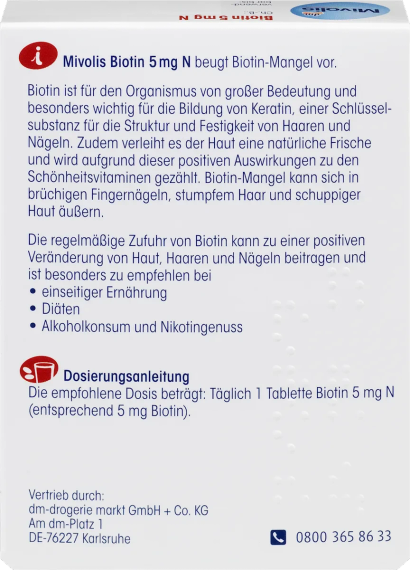 Комплекс Міволіс Mivolis Біотин 5 мг. для здоров'я волосся, шкіри, нігтів | Зображення 2