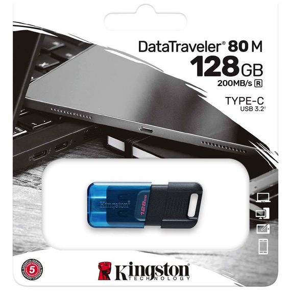 USB флеш накопичувач Kingston DataTraveler 80 M Blue/Black (DT80M/128GB) | Зображення 3