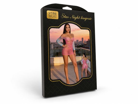 Комбінезон сітка Star Night з відкритим дизайном, рожево-ліловий, OS (S-L) Sex Aura | Зображення 6
