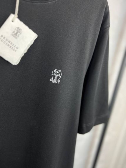 Футболка чорна Brunello Cucinelli Classic Logo Black  f691 | Зображення 3