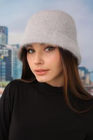 Пушистая утепленная панама (4974) серый