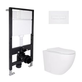 Готовое решение Qtap для ванной комнаты: подвесной унитаз Robin Ultra Quiet 520x365x365 + комплект инсталляции Standard (линейная