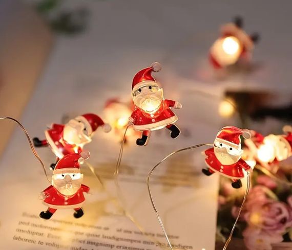 Гірлянда Санта Клаус  на батарейках 2 М 20 ламп | Зображення 1