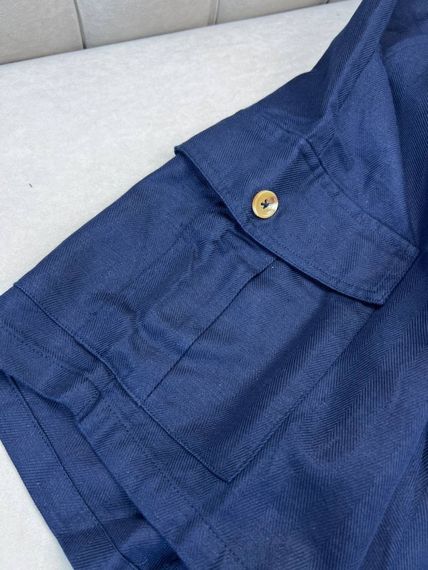 Літні чоловічі шорти Brunello Cucinelli темно-синього кольору з кишенями sh149 | Зображення 1