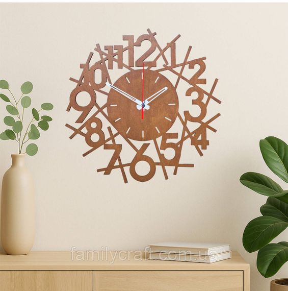 Настінний дерев'яний годинник з фанери Оригінальний годинник  Декор для дому, офісу, подарунок