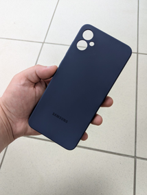 Samsung A05 Протиударний чохол з логотипом софт тач синій