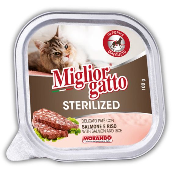 Вологий корм для стерилізованих котів з лососем Morando Migliorgatto Sterilized, 100 гр