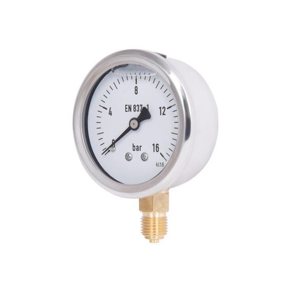 Манометр гліцериновий Thermo Alliance Forte d63 мм, 1/4"Н із нижнім під'єднанням (латунь) 0–16 барів TAF170G16B | Зображення 2