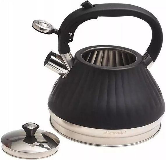 Чайник Kamille Whistling Kettle Marshmallow 3л з нержавіючої сталі зі свистком, чорний | Зображення 1