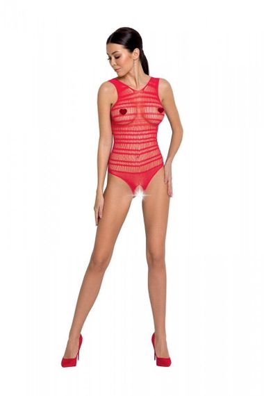 Бодистокинг с доступом Passion BS086 red, вертикальная сетка, вырез на спинке sexstyle