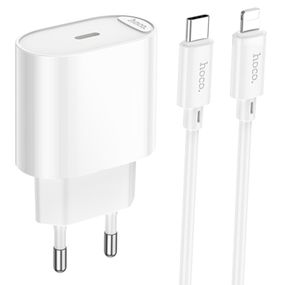 МЗП Hoco C109A Fighter PD20W+QC3.0 (1USB-A/1C) + кабель Type-C to Lightning White