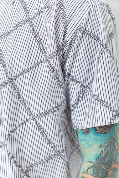 Сорочка чоловіча з принтом 167R7013, колір біло-чорний, 167R0713 | Зображення 4