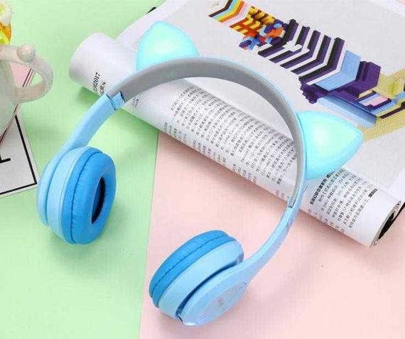 Дитячі бездротові Bluetooth навушники Cat Y47 з мікрофоном та котячими вушками, що світяться | Зображення 1