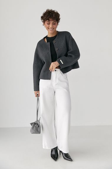 Коротке вовняне пальто - темно-сірий цвет, ONE SIZE (є розміри) | Зображення 2