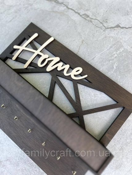 Настенный держатель для ключей из дерева Home Ключница из фанеры в стиле лофт Органайзер для ключей и мелочей | Зображення 6