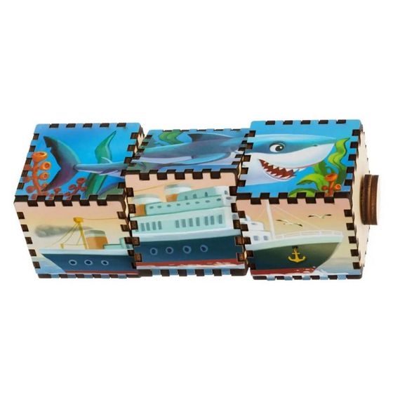 Деревянные кубики "Водный мир" Ubumblebees (ПСД179) PSD179 вращаются | Зображення 2