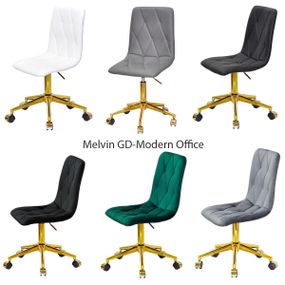 Стілець Melvin GD-Modern Office із золотою хрестовиною на колесиках, м'яке сидіння