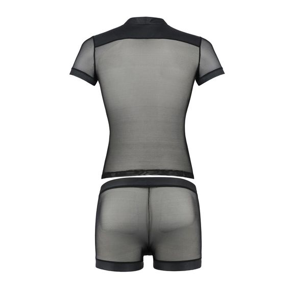 Комплект сітчастої чоловічої білизни Passion 052 SET MICHAEL L/XL black, сорочка, боксери, заклепки | Зображення 5