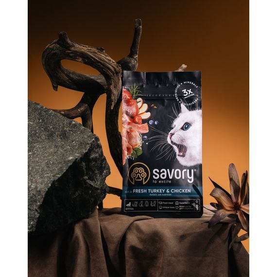 Корм сухий Savory Kitten rich in Fresh Turkey and Chicken для кошенят всіх порід зі свіжою індичкою та куркою 400 г | Зображення 6