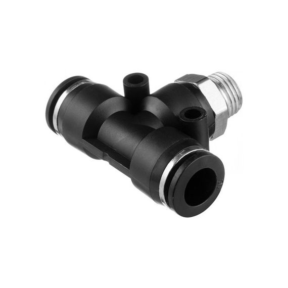 Цангове з'єднання Т-подібне для поліуретанових та ін. шлангів 10*10 мм, 1/4" зовн. різьба INTERTOOL PT-2353 | Зображення 1