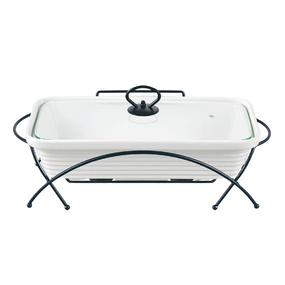 Марміт прямокутний 2,4л 36,5см кераміка скляна кришка + метал.підставка MR-11562-73 Maestro