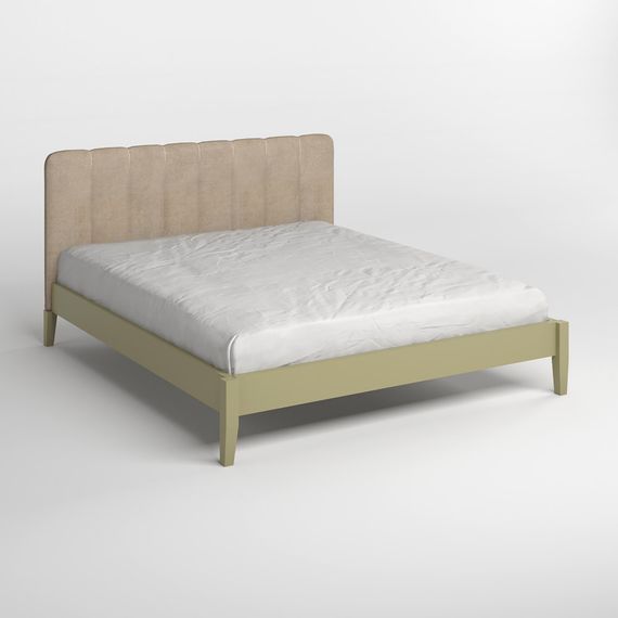 Односпальне дерев'яне ліжко Mebigrand Лондон ДК Оливковий (RAL1020)//Аляска 23 (Бежевий) Б1 80х200 см (MBG-6828) | Зображення 1
