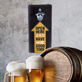 Открывалка для бутылок настенная Open here and have a good time 32х15 см (ODP_20J012)