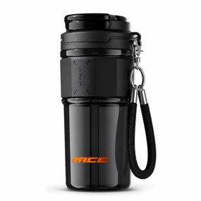 Кружка RACE Dual-Sip (650 мл) с двумя секциями соломинкой и ремешком - Черная