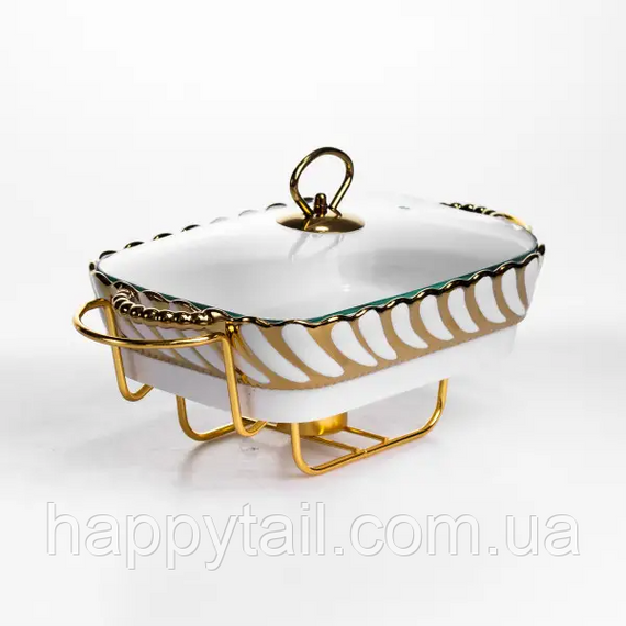 Мармітниця порцелянова Tiffany 1 л на металевій підставці з підігрівом 28х23х7 см SG-428-11 | Зображення 3