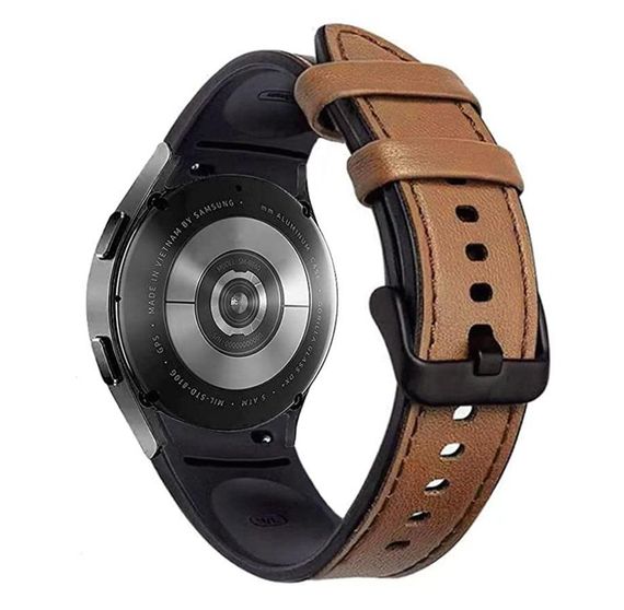 Ремінець Primolux Leather Silicone для годинника Samsung Galaxy Watch 5 / Watch 5 Pro - Brown