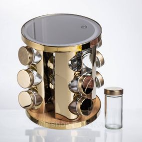 Набор баночек для специй 12 шт. по 100 мл на подставке с зеркалом и LED-подсветкой HP-1358