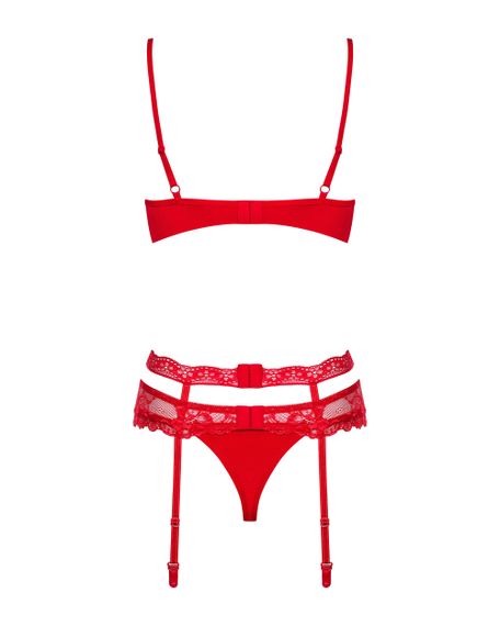 Комплект з поясом для панчох Obsessive Heartina set Червоний L/XL | Зображення 4