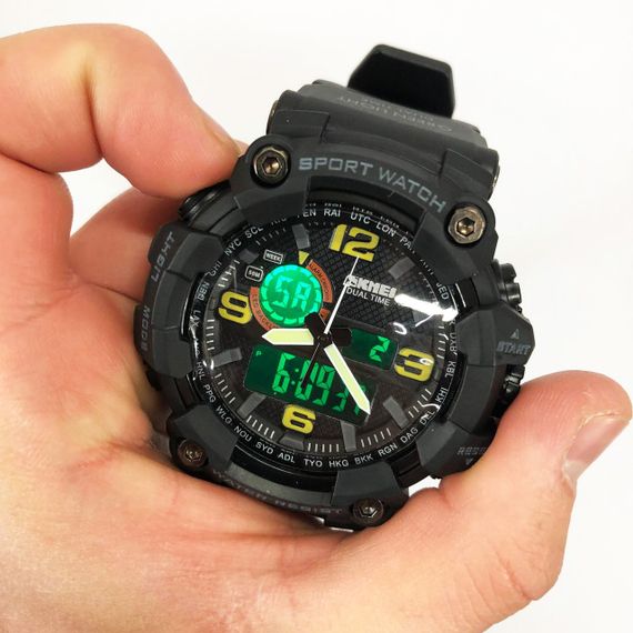 Мужские водостойкие кварцевые часы SKMEI 1520BK, Военные часы с батарейкой Армейские милитари XC-55 | Зображення 9