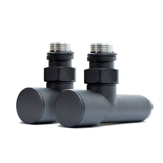 Кран кутовий для рушникосушки Raftec 1/2"х1/2" подовжений, чорний, 2шт.