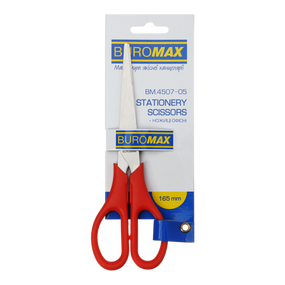 Ножницы офисные BM.4507-05 BUROMAX, 165 мм красные, на блистере (4823078928610)