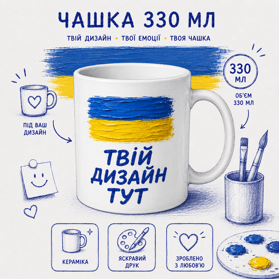 Чашка 330мл з вашим дизайном - унікальний подарунок на будь-який випадок | Зображення 1