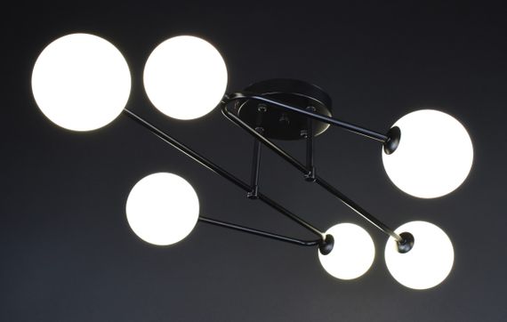 Люстра стельова на 6 лампочок 27900 Чорний 25х80х80 см. | Зображення 1