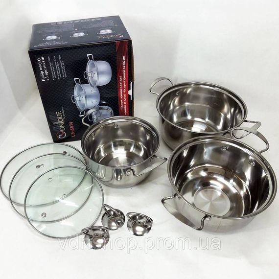 Кастрюли с крышками, Набор кастрюль с жаростойкой крышкой, Сборный набор кастрюль TN-80 | Зображення 5